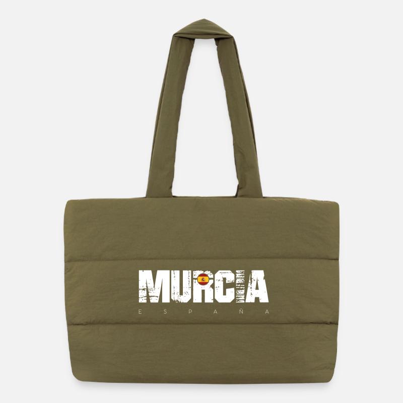 Murcia Spain Distressed Text Puffer Shopping Bag