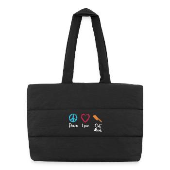 Peace, Love, Cutting Flesh - Puffer Shopping Bag - black - Front