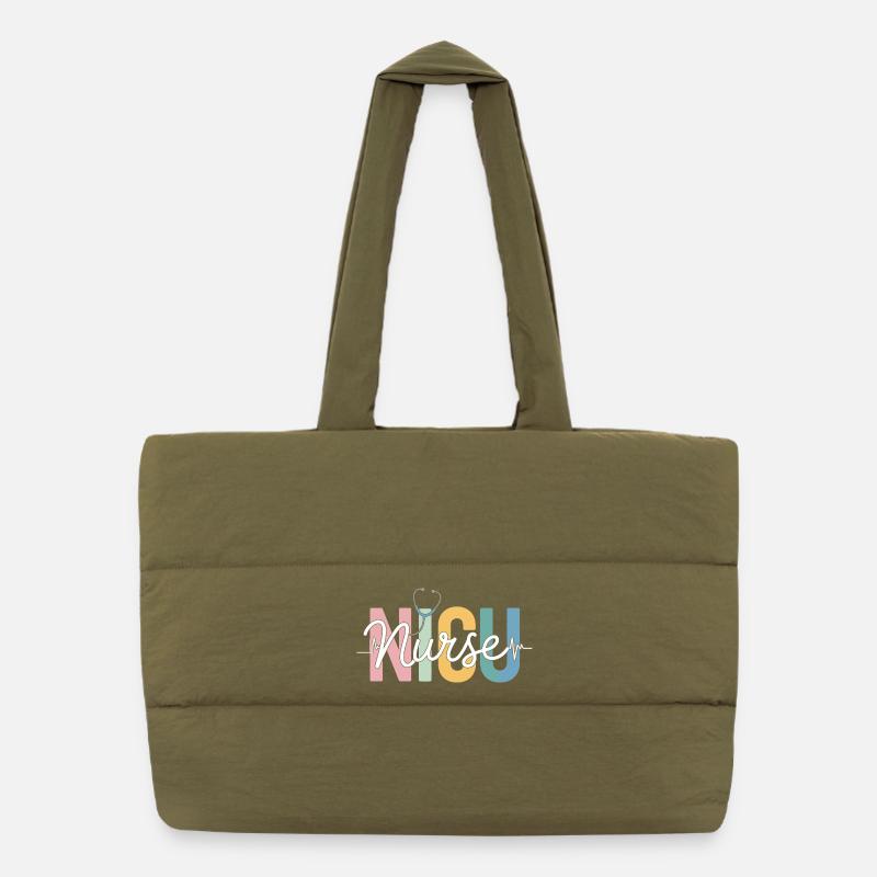 Rainbow Caregiver Design Puffer Shopping Bag