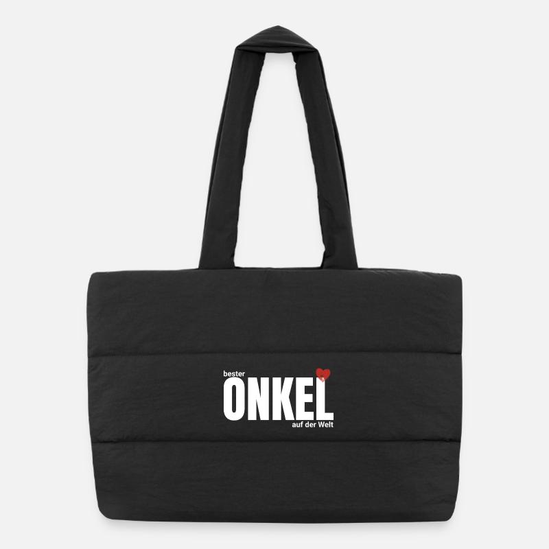 Bester Onkel der Welt – Großschrift - Puffer-Einkaufstasche - Schwarz