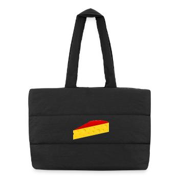 Quartier de fromage à croûte rouge - Sac shopping matelassé - noir - Devant