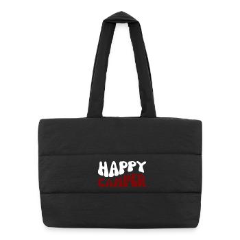 Campeur heureux – Motif camping - Sac shopping matelassé - noir - Devant