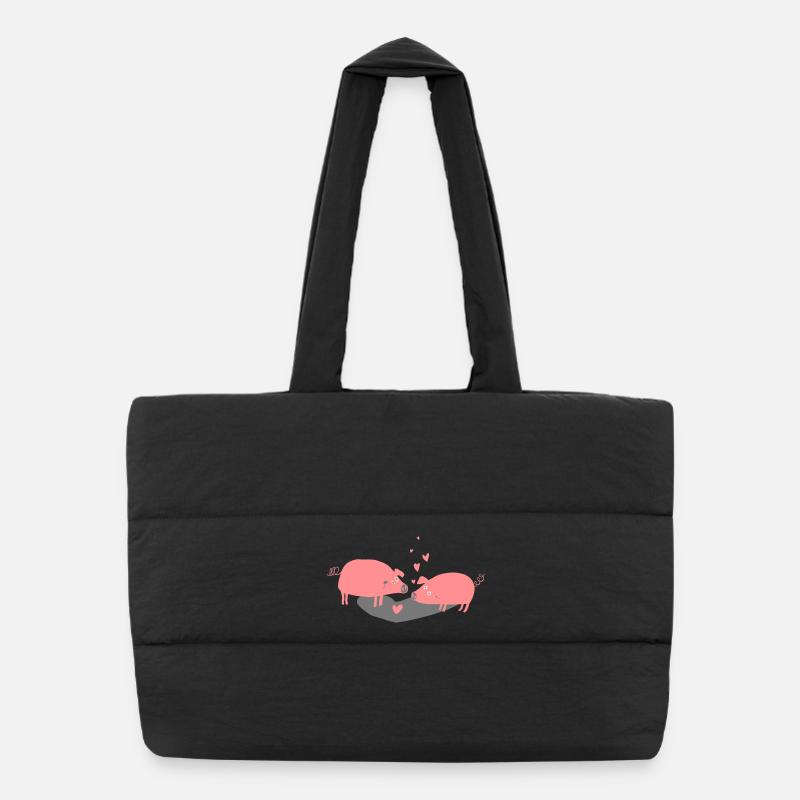 cochon amoureux roz 2 mam Sac shopping matelassé