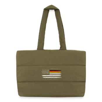Distressed US German Flag Blend - Puffer Shopping Bag - safari green - Front