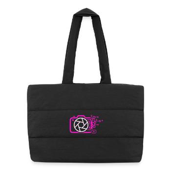Digital Camera AI Art Tech Vector - Puffer Shopping Bag - black - Front