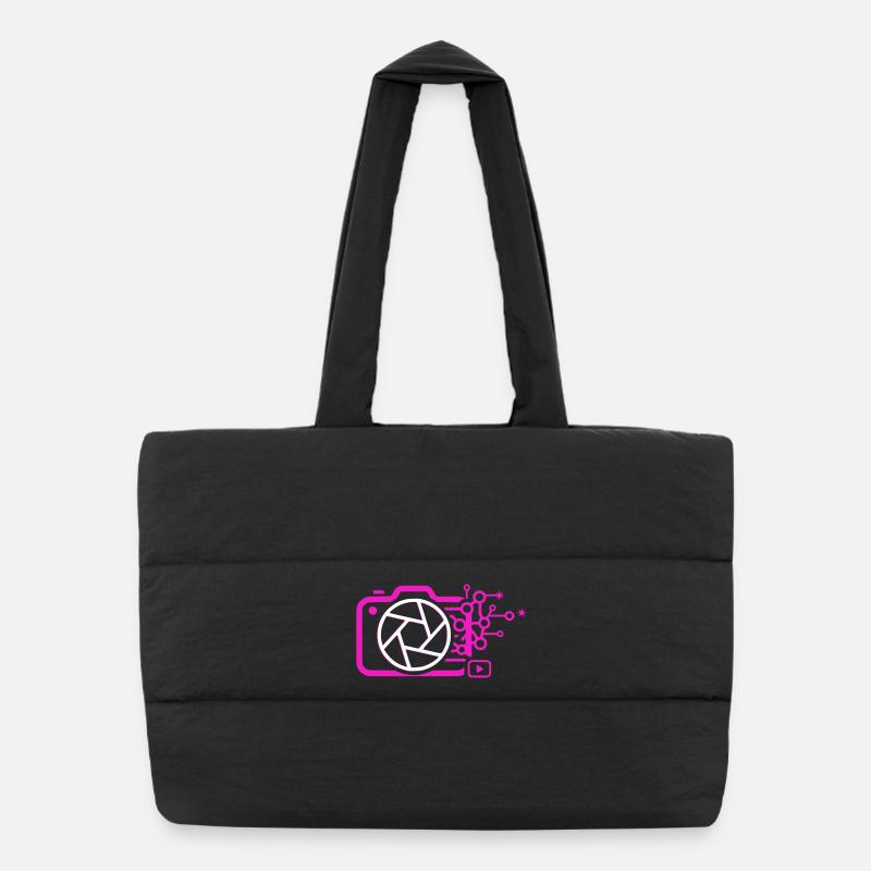 Appareil photo numérique IA Art Tech Vector Sac shopping matelassé