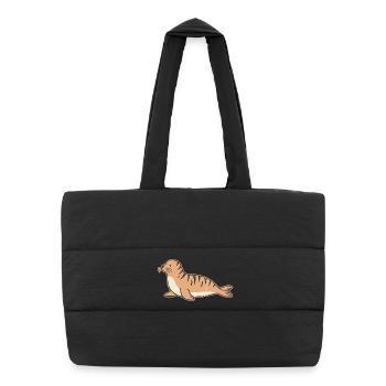 Coastal Seal Illustration - Puffer Shopping Bag - black - Front