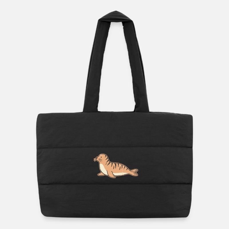 Küstenrobbenillustration Puffer-Einkaufstasche