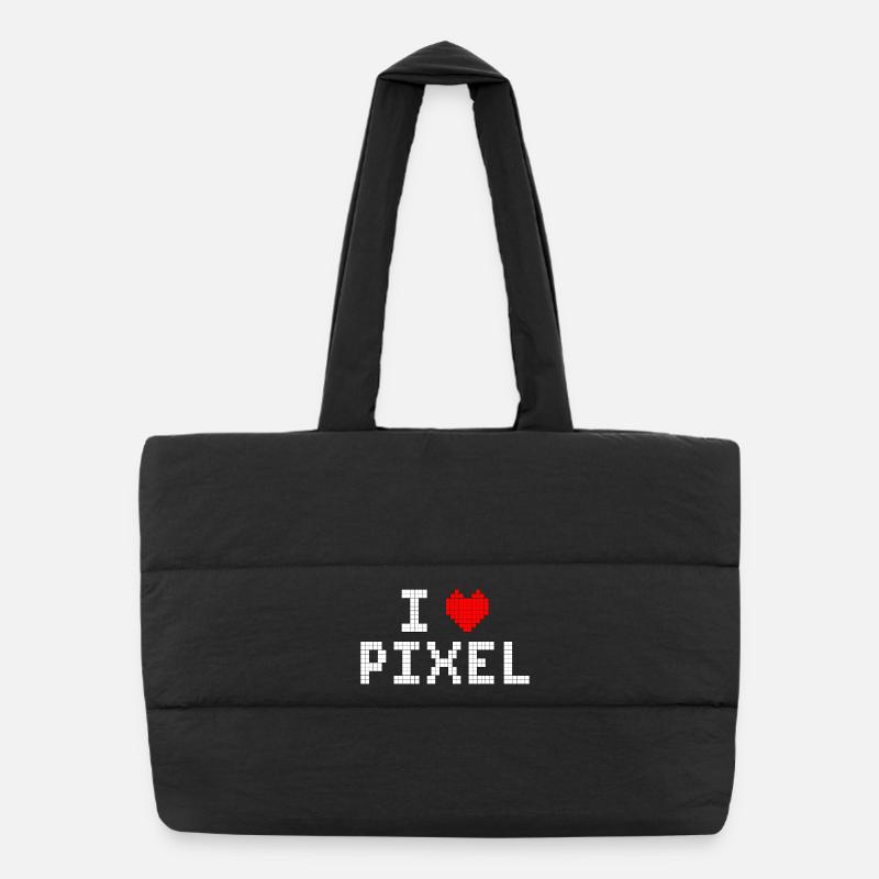 I love pixels Puffer Shopping Bag