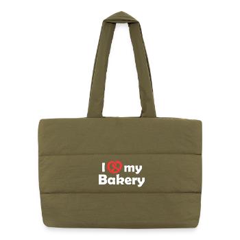 pretzel brezel bakery bäckerei bäcker symbol Logo - Puffer-Einkaufstasche - safari Green - Vorne