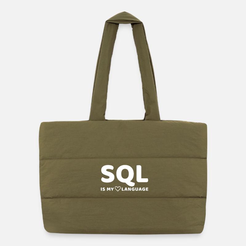 Celestial Code Pattern on Dark Background Puffer Shopping Bag