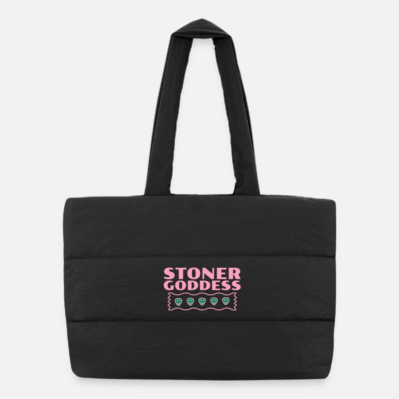Stoner Goddess T-shirt à bordure ondulée rose Sac shopping matelassé