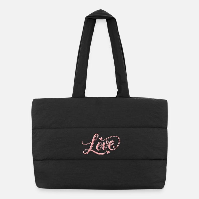 Love Schriftzug – Elegantes Liebe Design Puffer-Einkaufstasche