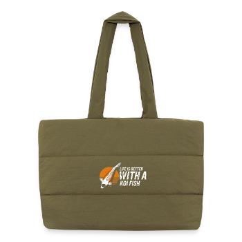 Life Is Better With a Koi Fish Positive Pond - Puffer Shopping Bag - safari green - Front