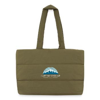 i lift my eyes up - psalm 121 - mountain - Puffer Shopping Bag - safari green - Front