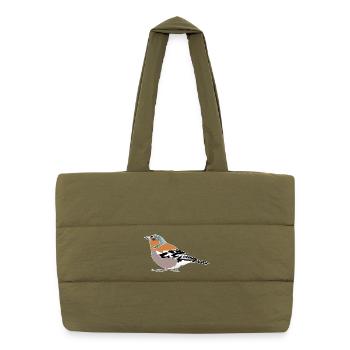 Buchfink Illustration – Heimische Vögel - Puffer-Einkaufstasche - safari Green - Vorne