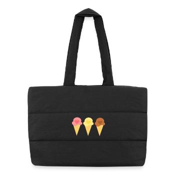 Ice Heart Ice Cream Strawberry Ice Cream Ice Cream Shop Gift - Puffer Shopping Bag - black - Front