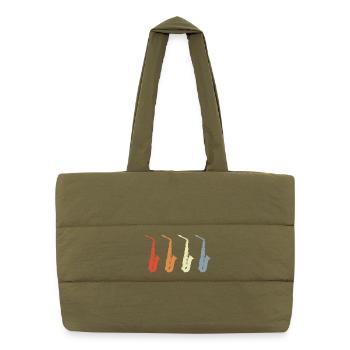 Modèles de saxophones vintage - Sac shopping matelassé - safari green - Devant