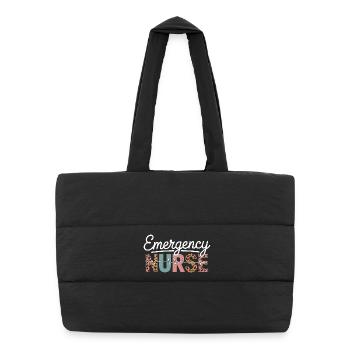 Emergency Nurse Leopard Print - Puffer Shopping Bag - black - Front
