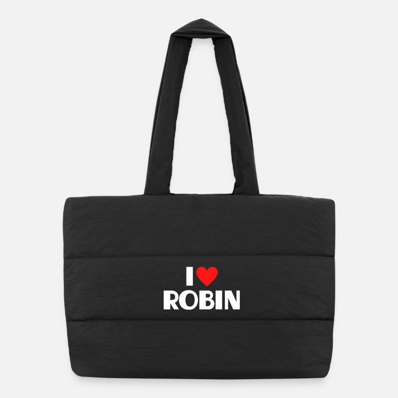 Ich liebe Robin rotes Herz Retro Statement  Puffer-Einkaufstasche