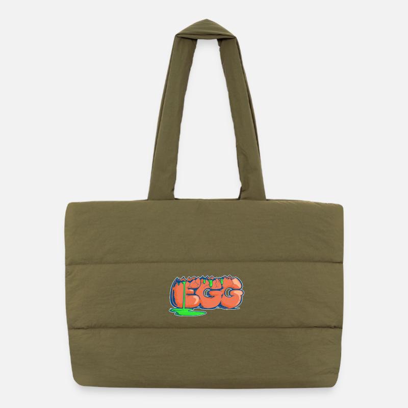 Egg, Drawn Word Puffer Shopping Bag