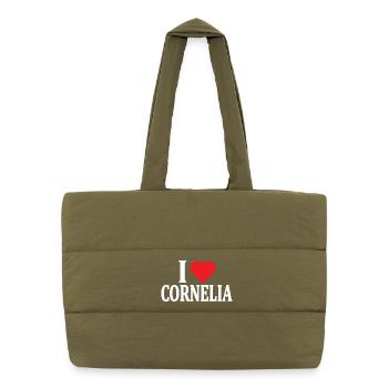 T-Shirt Ich liebe Cornelia T-Shirt Geschenkidee - Puffer-Einkaufstasche - safari Green - Vorne