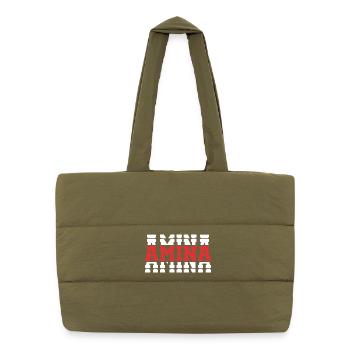 t-shirt Amina t-shirt gift idea stacked text - Puffer Shopping Bag - safari green - Front