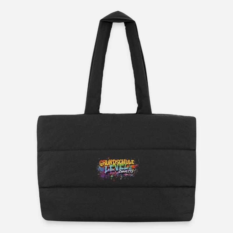 Grundschule Level Complete Graffiti Abschlussshirt - Puffer-Einkaufstasche - Schwarz