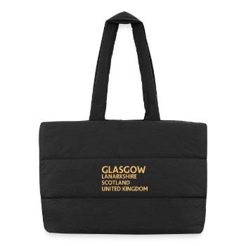 Glasgow – Scotland Textdesign - Puffer-Einkaufstasche - Schwarz - Vorne