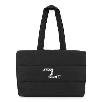 Serpent totem blanc - Sac shopping matelassé - noir - Devant
