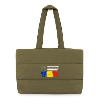 Flag Brush Fusion - Puffer Shopping Bag - safari green - Front