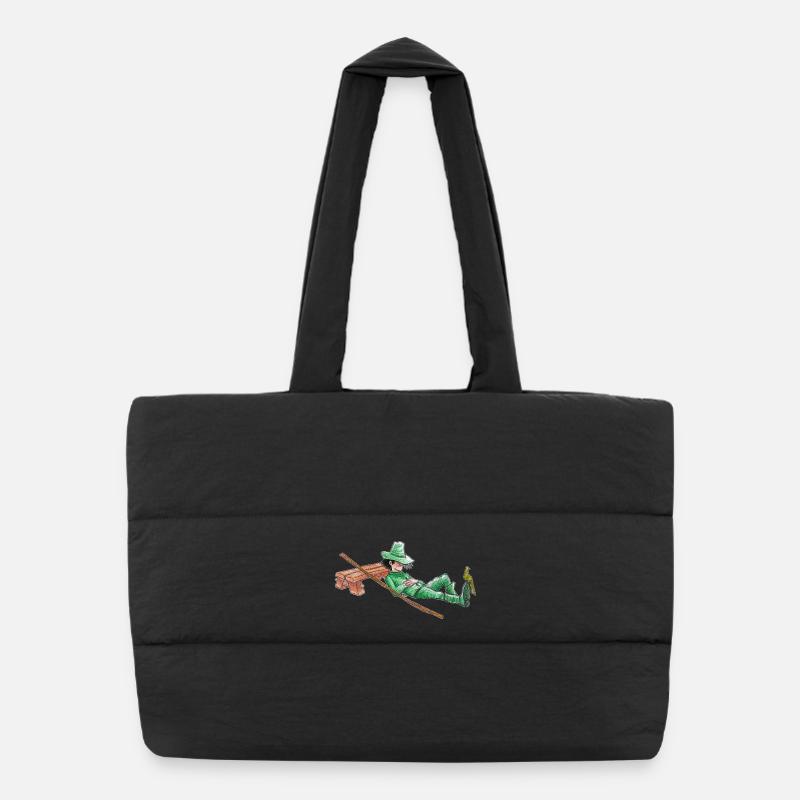 Une sieste pour le vagabond vert "GreenVagrant" Sac shopping matelassé