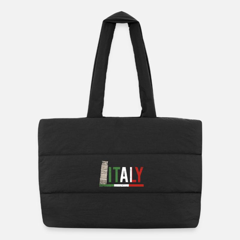 Portrait du drapeau du Colisée de l’Italie - Sac shopping matelassé - noir