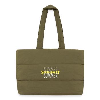 Summer Typo Overlay Yellow Script - Puffer Shopping Bag - safari green - Front