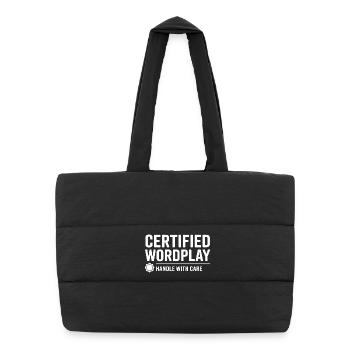 Certified Wordplay Wortspiele - Puffer-Einkaufstasche - Schwarz - Vorne