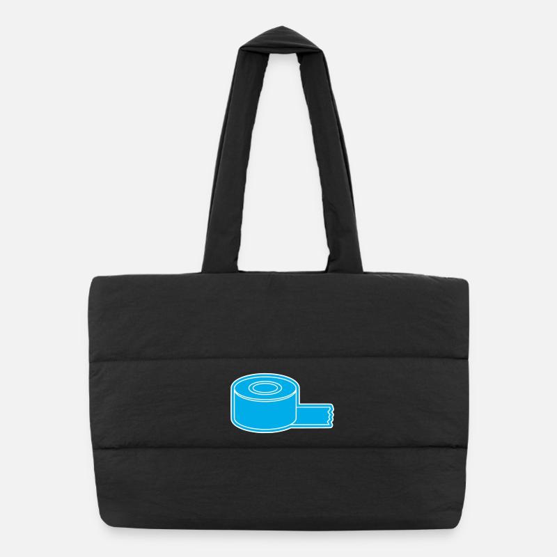 Klebeband Tape Rolle Outline - Puffer-Einkaufstasche - Schwarz