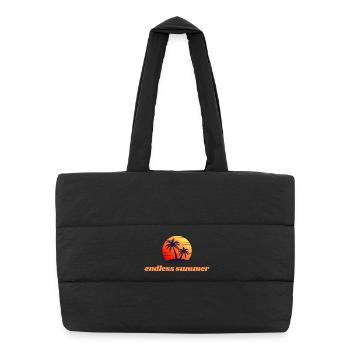 Endless Summer – Sunset & Palm Trees - Puffer Shopping Bag - black - Front