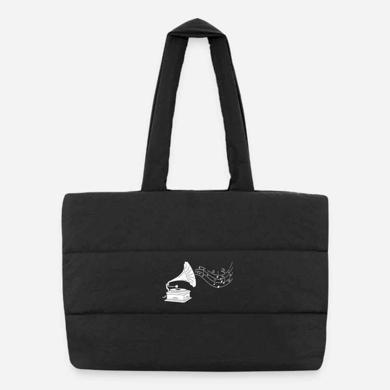 gramophone blanc et musique Sac shopping matelassé