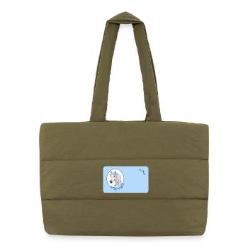 White Horse - Roses Light Blue | Customisable - Puffer Shopping Bag - safari green - Front