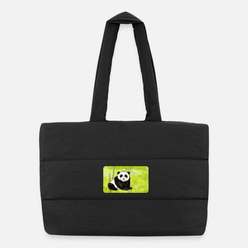 Großer Papa Panda Bär im Bambuswald Puffer-Einkaufstasche