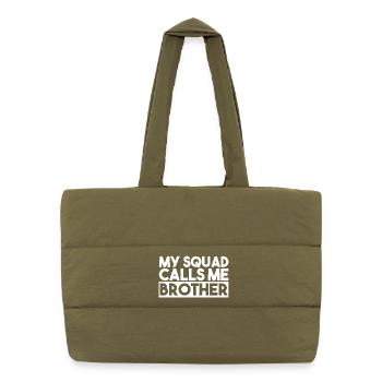 Mein Team nennt mich Bruder, Bruderschaft, Familie, Bruder - Puffer-Einkaufstasche - safari Green - Vorne