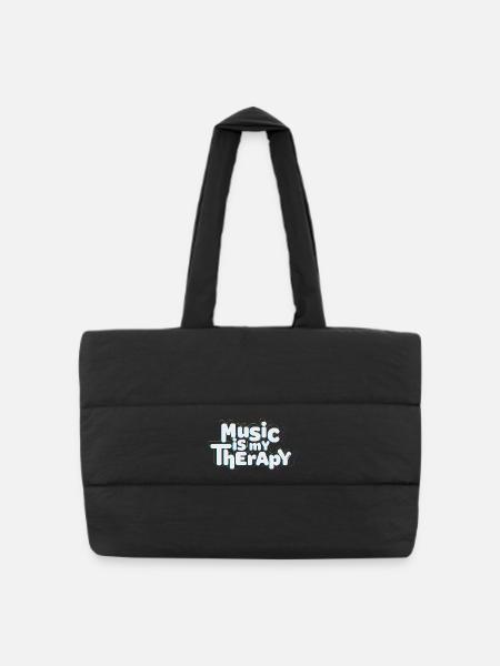 music is my therapy - Puffer Shopping Bag - black