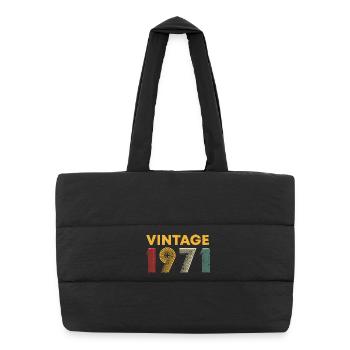 Vintage 1971 Neon Stripe Logo - Puffer Shopping Bag - black - Front