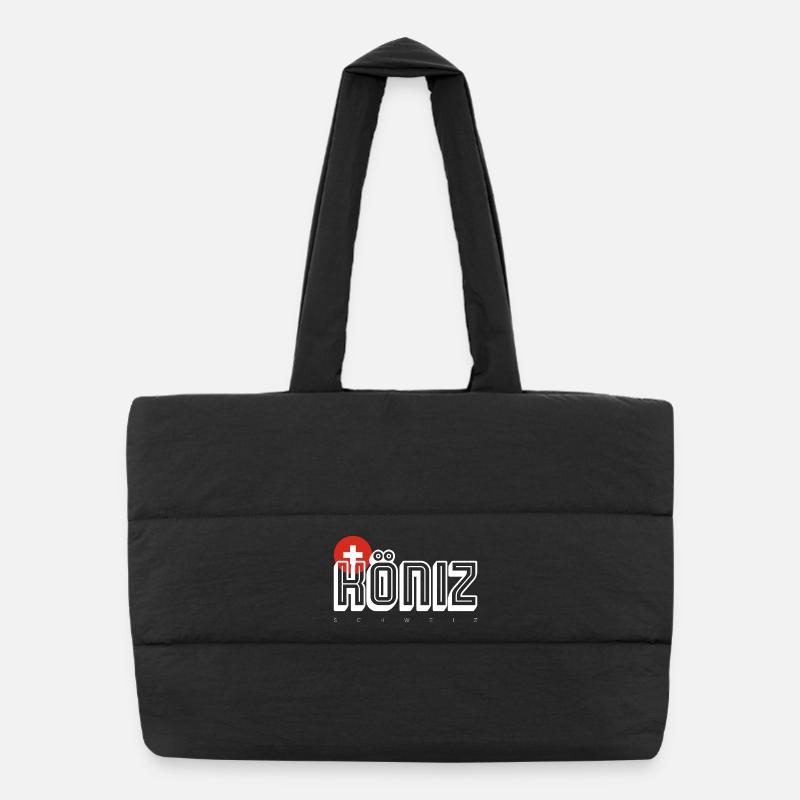Swiss Bold Emblem Typography Puffer Shopping Bag