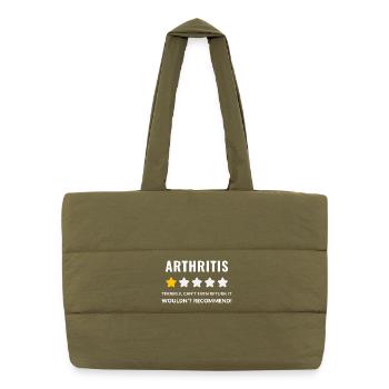 Bold Arthritis Awareness Typography Design - Puffer Shopping Bag - safari green - Front