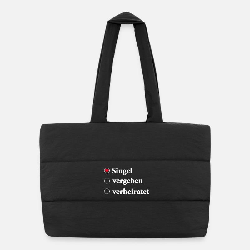 Beziehungsstatus Auswahl Singel mit Herzsymbol - Puffer-Einkaufstasche - Schwarz