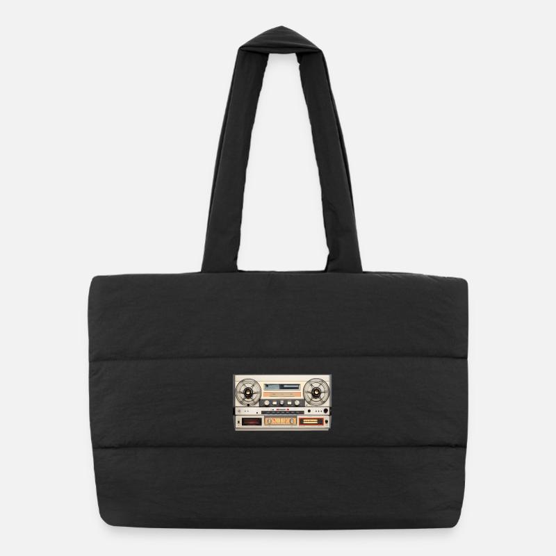 Retro Tape Recorder Vintage Design Puffer Shopping Bag