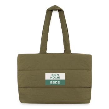 Kinn hoch! Beide! – Frecher Motivationsspruch - Puffer-Einkaufstasche - safari Green - Vorne