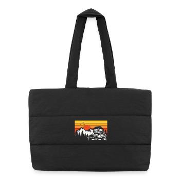 Roof tent camping shirt for off-road fans - Puffer Shopping Bag - black - Front