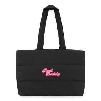 Real Daddy Pink Script Druck - Puffer-Einkaufstasche - Schwarz - Vorne